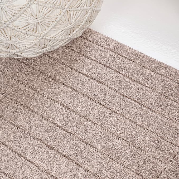 Eyely NCS101C-3 Odense High-Low Minimalist Angle Geometric Light Taupe 3 ft. x 5 ft. Indoor/Outdoor Area Rug, for Home, Backyard, Patio, Porch, Bedroom, Kitchen, Living Room