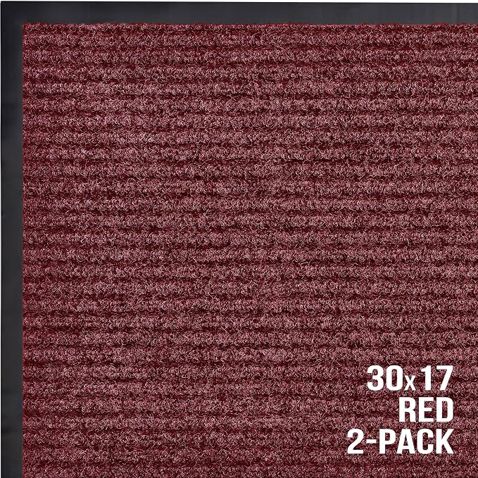 Front Door Mat, Indoor Outdoor Welcome Entryway Entrance Doormat, 30x17 Red | - Image 7