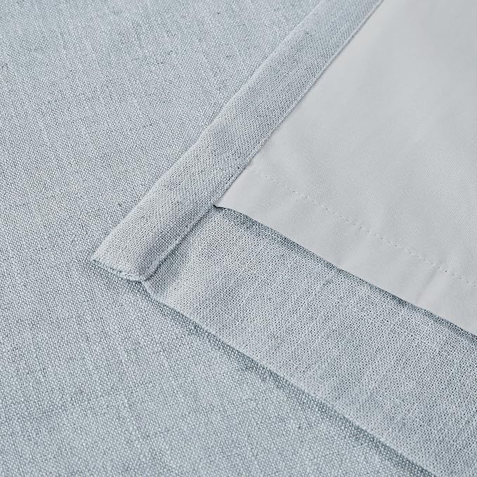 Vision Home Blue Fog Pinch Pleated Full Blackout Curtains Linen Blended Room - Image 6