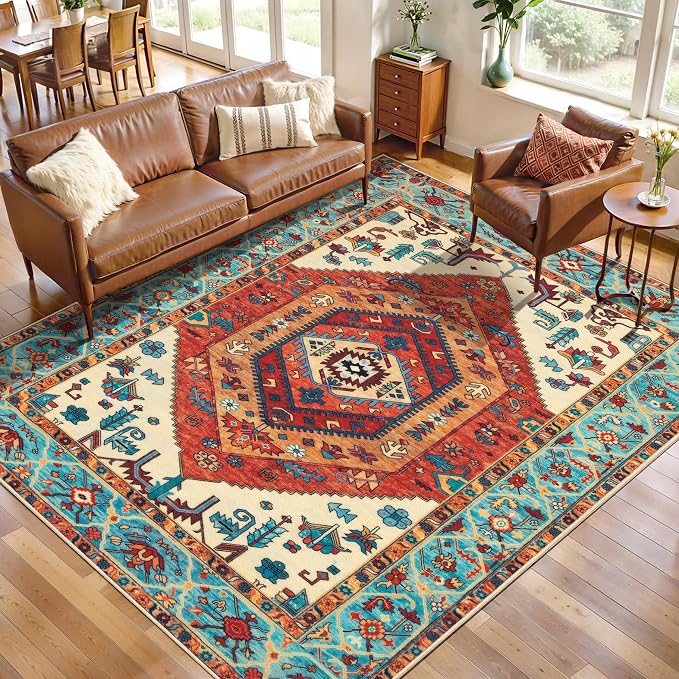 SERISSA 5x8 Washable Non Slip Boho Area Rug by SERISSAHomeDecorCollection