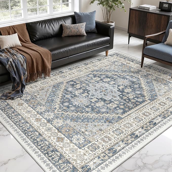 Area Rugs 5x7 Washable Rugs for Living Room, Ultra-Thin Soft Floral Vintage by Restydon