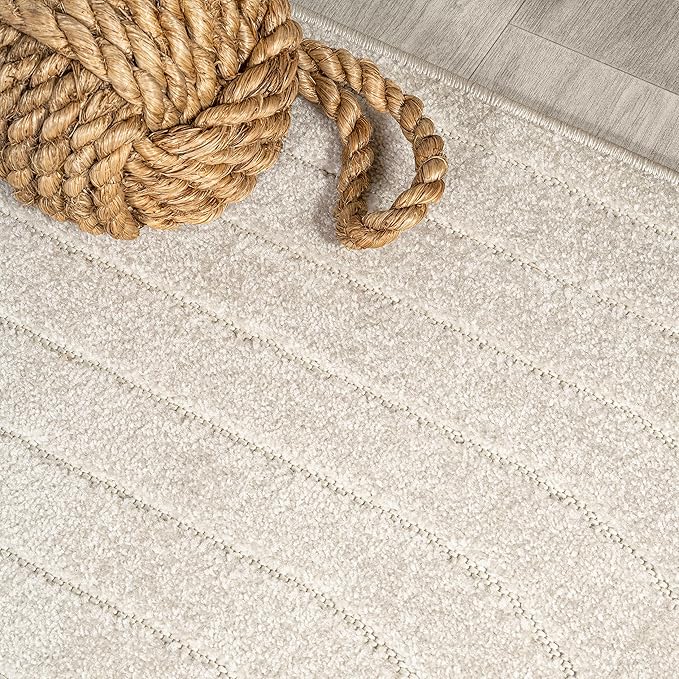 Eyely NCS101A-5 Scandinavian Odense Minimalist Angle Geometric Indoor Area Rug, Modern, Contemporary, Coastal, Bohemian, Bedroom, Kitchen, Living Room, Non Shedding, Ivory/Cream, 5' x 8'