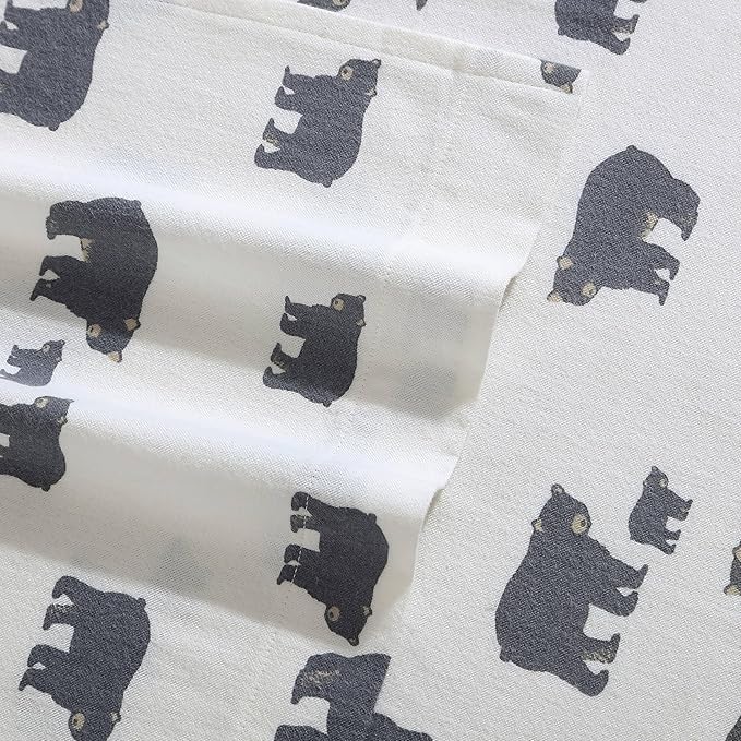 Eddie Bauer - Twin Sheets, Cotton Flannel Bedding Set, Brushed for Extra Softness, Cozy Home Decor (Bear Family)