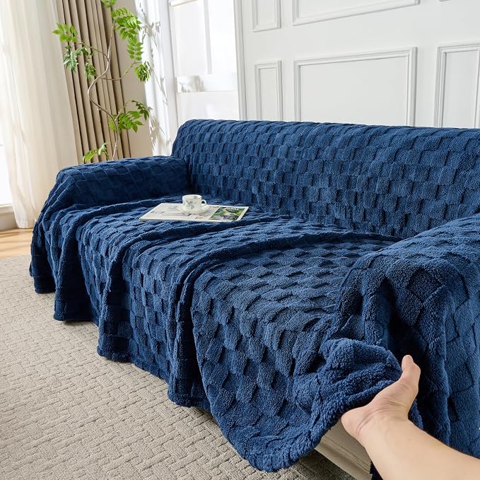 Fuzzy Couch Cover for Sectional Sofa, Non-Slip Caramel Sofa Cover for Dogs - Image 5