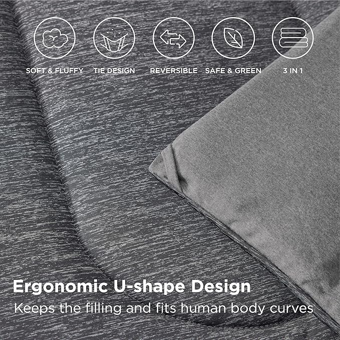 Bedsure King Comforter Set - Cooling and Warm Bed Set, Dark Grey Reversible Bedding for All Season, 3 Pieces, 1 King Size Comforter (102"x90") and 2 Pillow Cases (20"x36")