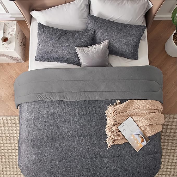 Bedsure California King Comforter Set - Cooling and Warm Bed Set, Dark Grey Reversible Bedding for All Season, 3 Pieces, 1 California King Size Comforter (104"x96") and 2 Pillow Cases (20"x36")
