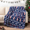 PAVILIA Christmas Snowman Throw Blanket | Blue Holiday Christmas Fleece Blanket | Soft, Plush, Warm Winter Cabin Throw, 50x60 (Blue Christmas)