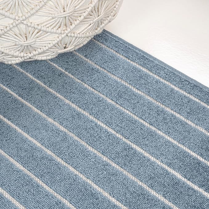 Eyely NCS101D-3 Odense High-Low Minimalist Angle Geometric Dark Blue/Cream 3 ft. x 5 ft. Indoor/Outdoor Area Rug, for Home, Backyard, Patio, Porch, Bedroom, Kitchen, Living Room