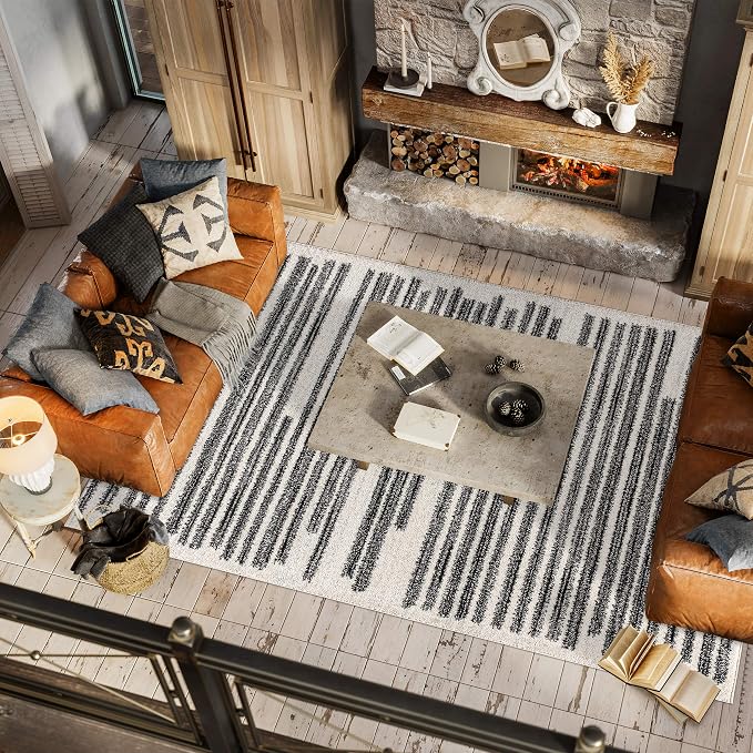 JONATHAN Y Khalil Modern Berber Stripe Cream/Black Indoor Area Rug, Contemporary - Image 5
