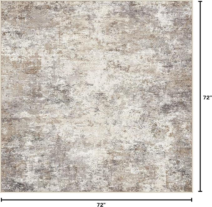 UERMEI Square Area Rugs : Washable 6x6 Neutral Modern Abstract Carpet - Image 2
