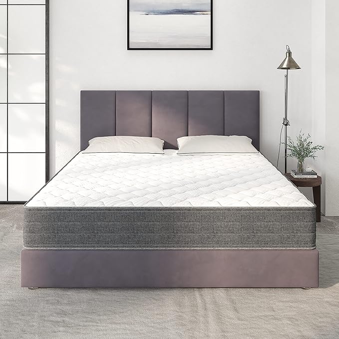 NapQueen Queen Mattress, 8 Inch Victoria Hybrid Cooling Gel Infused Pocket Spring and Memory Foam Mattress, Queen Size Mattress Bed in a Box, CertiPUR-US Certified, Fiberglass-Free Mattress