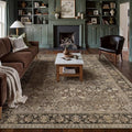 10x14 Brown Vintage Floral Washable Area Rug by HUGEAR