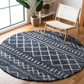 SAFAVIEH Arizona Shag Collection Area Rug - 3'2" Round, Slate Blue & Ivory, Moroccan Design, 1.6-inch Thick, Non-Shedding, Ideal for High Traffic Areas in Living Room, Bedroom, Dining (ASG741L-3R)
