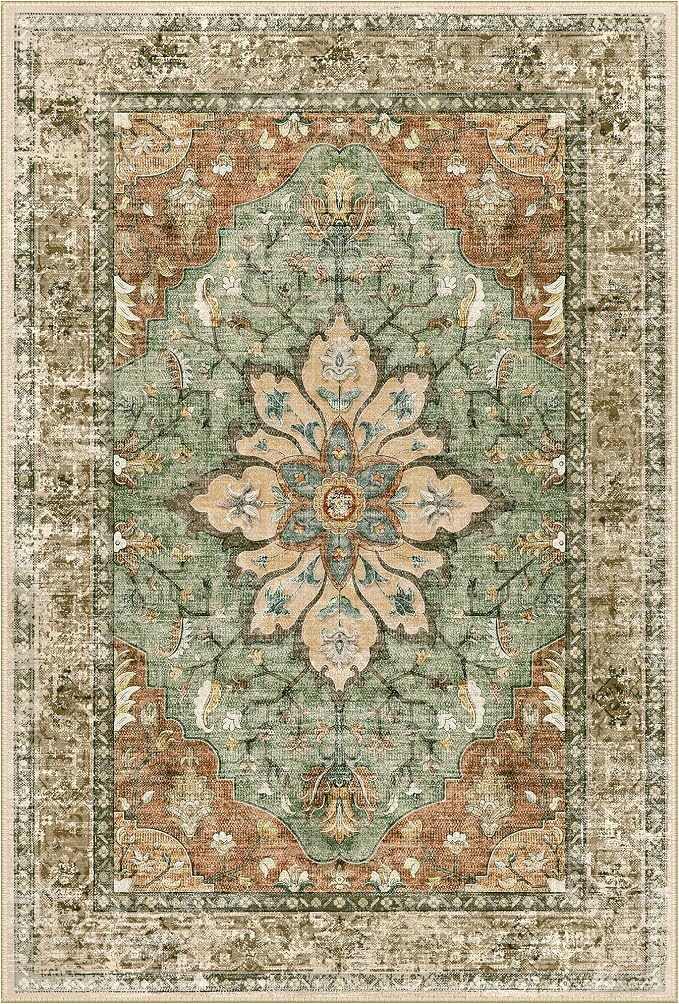 RELEANY Washable Area Rug, Runner 3'x20', Brick/Brown/Green | Non-Slip - Image 10