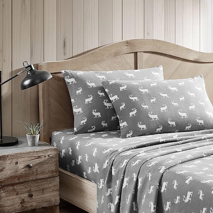 Eddie Bauer - Queen Sheets, Cotton Flannel Bedding Set, Brushed For Extra Softness, Cozy Home Decor (Elk Grove, Queen)