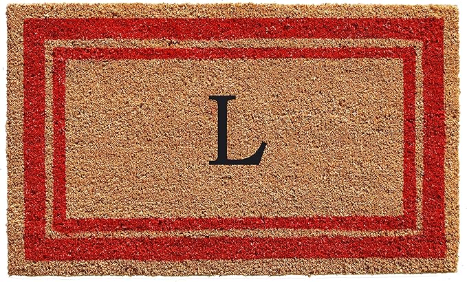 Calloway Mills 153031830L Red Border 18" x 30" Monogram Doormat by Callowaymills