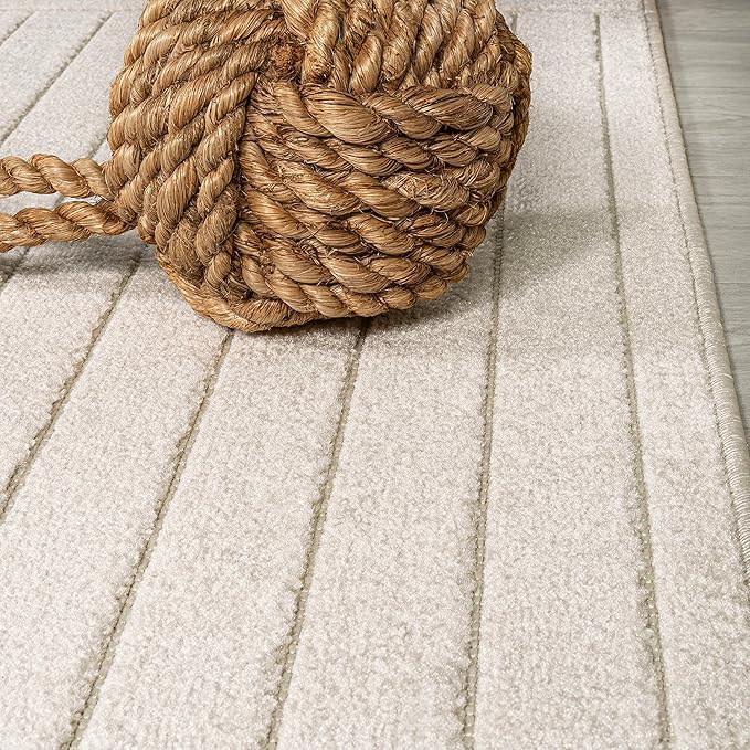 Eyely NCS101A-28 Scandinavian Odense Minimalist Angle Geometric Indoor Runner Rug, Modern, Contemporary, Coastal, Bohemian, Bedroom, Kitchen, Living Room, Non Shedding, Ivory/Cream, 2' x 8'