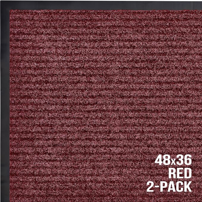 Front Door Mat, Indoor Outdoor Welcome Entryway Entrance Doormat, 48x36 Red | - Image 7