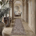 2'6''x10' Brown Blue Vintage Floral Washable Runner Rug by HUGEAR