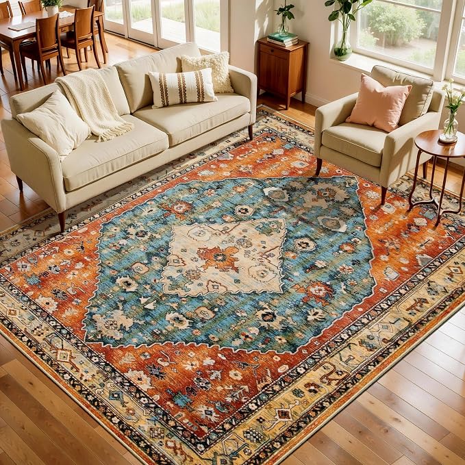 SERISSA 5x8 Washable Non Slip Boho Area Rug by SERISSAHomeDecorCollection