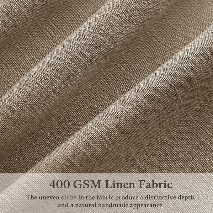 Light Brown Linen Pleated Light Filtering Country Curtains 45 Inch Length | - Image 2