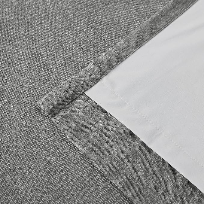 Vision Home Pinch Pleated Dark Grey Blackout Curtains 102 inch Linen Blended - Image 6