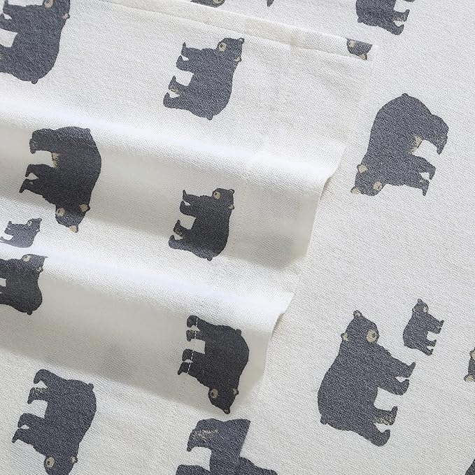 Eddie Bauer - Sheets, Cotton Flannel Bedding Set, Brushed for Extra Softness, Cozy Home Decor (Beacon Hill Ivory, King)
