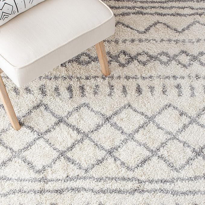 SAFAVIEH Arizona Shag Collection Area Rug - 10' x 14', Ivory & Grey, Moroccan Design, Non-Shedding & Easy Care, 1.6-inch Thick Ideal for High Traffic Areas in Living Room, Bedroom (ASG741F)