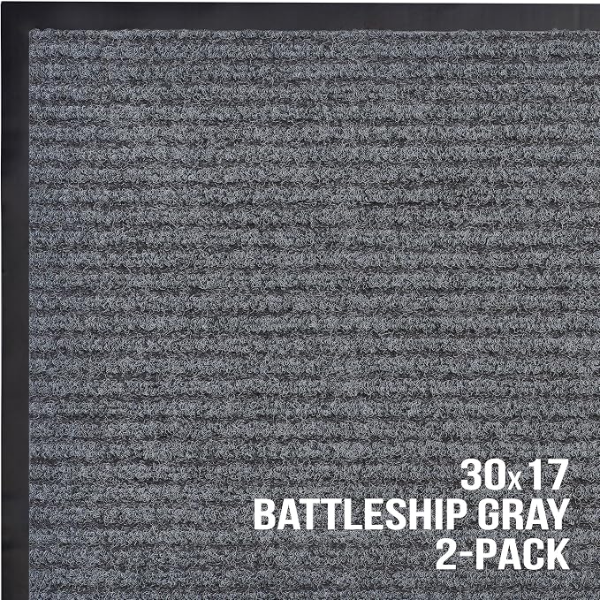 Front Door Mat, Indoor Outdoor Welcome Muddy Doormat, 30x17 Battleship Gray | - Image 7