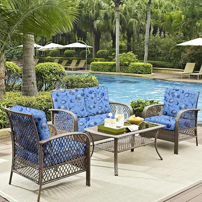 8Pcs Outdoor Cushion Covers, Elastic Patio Cushion Covers | Washable, - Image 6
