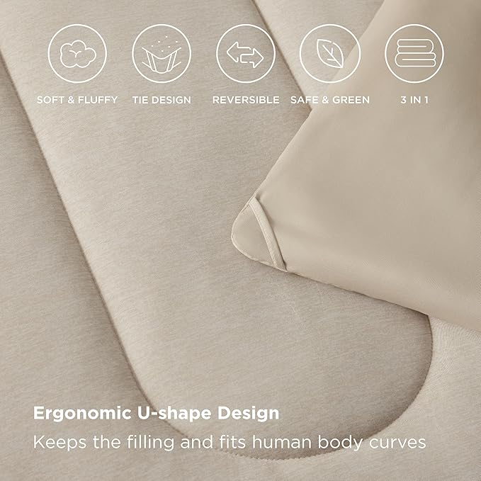 Bedsure California King Comforter Set - Cooling and Warm Bed Set, Linen Reversible Bedding for All Season, 3 Pieces, 1 California King Size Comforter (104"x96") and 2 Pillow Cases (20"x36")