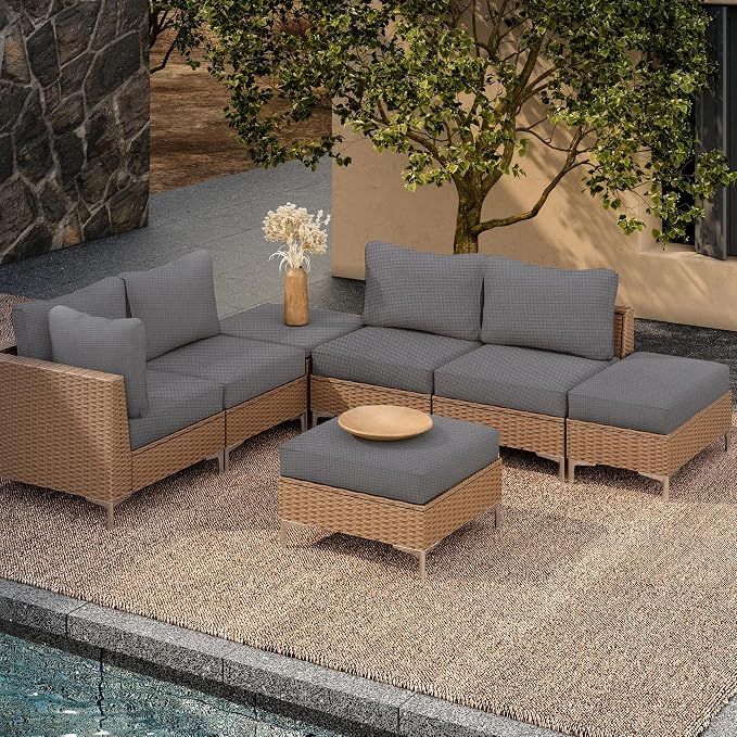 14PCS Patio Cushion Covers, Patio Furniture Couch Seat Slipcovers | Washable - Image 6