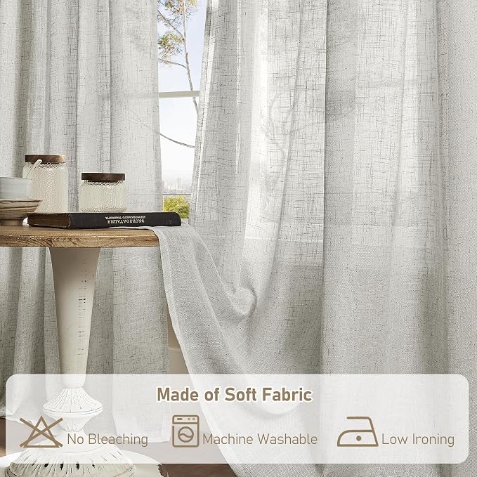 Faux Linen Curtains 63 inches Long - Image 8