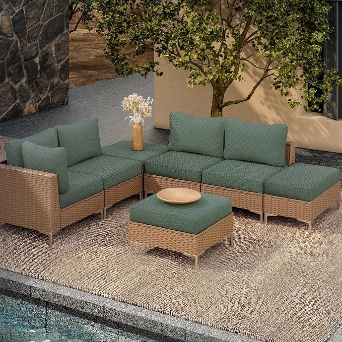 14PCS Patio Cushion Covers, Patio Furniture Couch Seat Slipcovers | Washable - Image 6