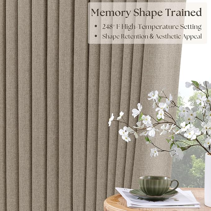 Pleated Blackout Dark Flax 120 Inch Long Curtains Double Layer | Viral Pinch - Image 3