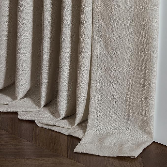 Taupe Burlywood Pinch Pleated Linen Curtains 96 Inches Long | Light Filtering - Image 9