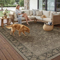 6x9 Brown Linen Look Washable Area Rug by HUGEAR