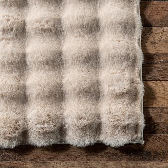 nuLOOM Jeni Beige Checkered Washable Area Rug - Image 7