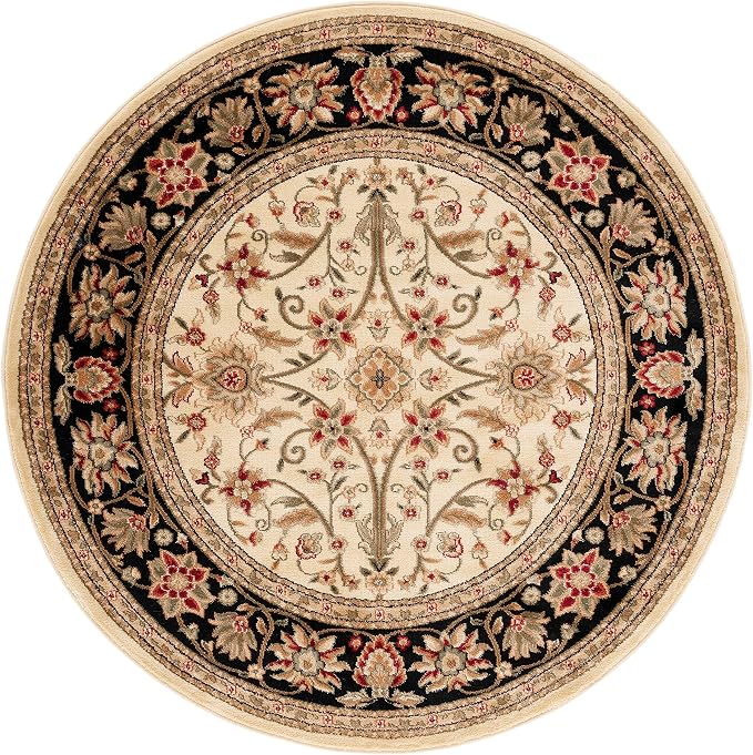 SAFAVIEH Lyndhurst Collection 6' Round Ivory/Black LNH212B Traditional Oriental - Image 3