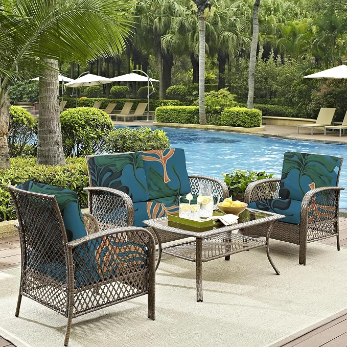 8Pcs Outdoor Cushion Covers, Elastic Patio Cushion Covers | Washable, - Image 6