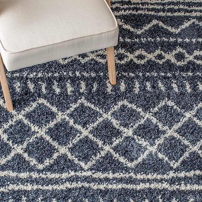 SAFAVIEH Arizona Shag Collection Accent Rug - 4' x 6', Slate Blue & Ivory, Design, Non-Shedding & Easy Care, 1.6-inch Thick Ideal for High Traffic Areas in Entryway, Living Room, Bedroom (ASG741L)