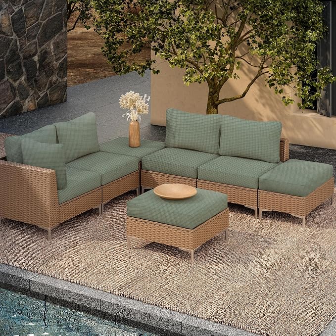 14PCS Patio Cushion Covers, Patio Furniture Couch Seat Slipcovers | Washable - Image 6