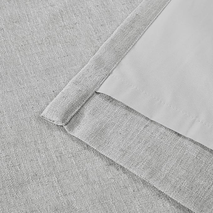 Vision Home Light Gray Pinch Pleated Full Blackout Curtains Linen Blended Room - Image 6
