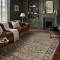 9x12 Brown Vintage Floral Washable Area Rug by HUGEAR