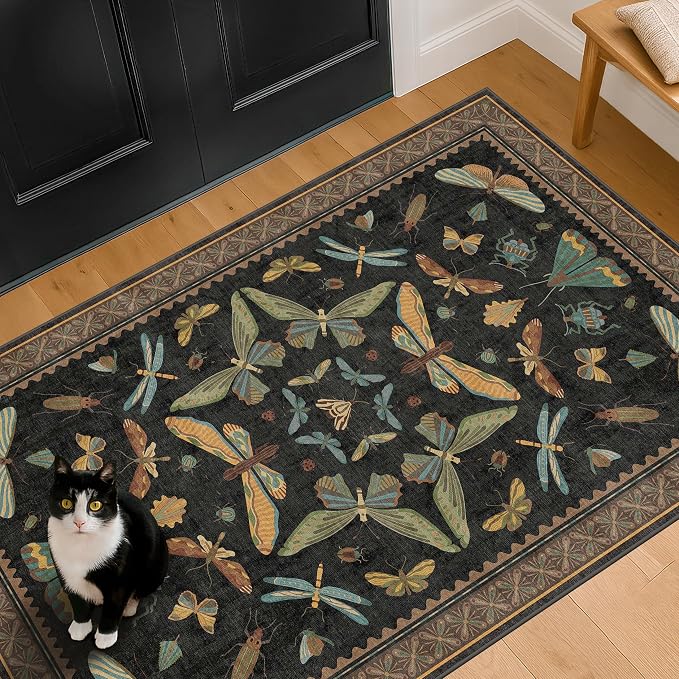 Black Front Door Mat Indoor Entrance Non Slip Washable - Image 9