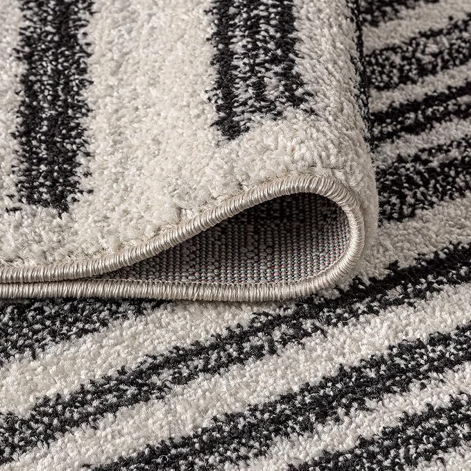 JONATHAN Y Khalil Modern Berber Stripe Cream/Black 3' Round Indoor Area Rug - Image 6