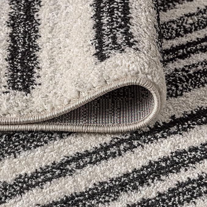 JONATHAN Y Khalil Modern Berber Stripe Cream/Black 4x4 Square Indoor Area Rug - Image 6