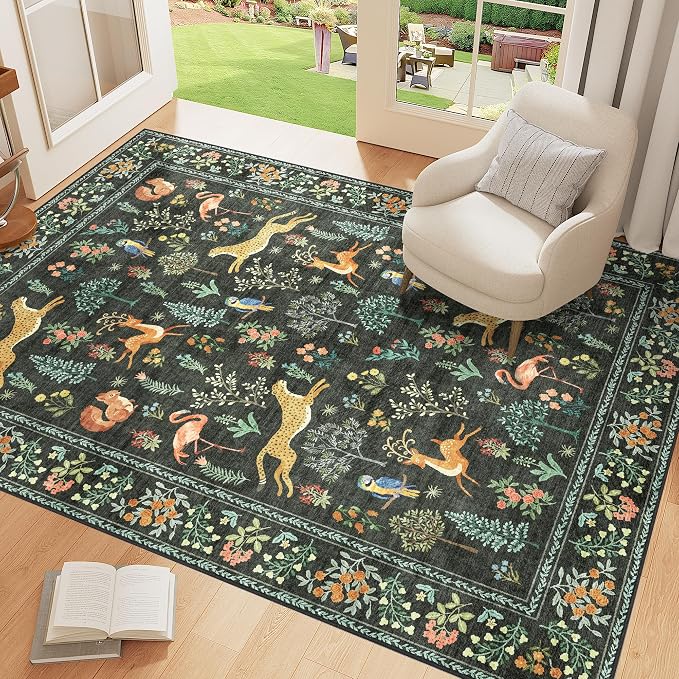 DUKINO 4x6 Area Rug, Non Slip Animal Washable Rug - Image 3