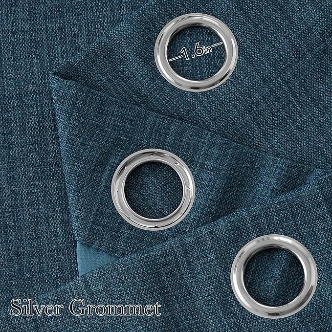 NICETOWN Faux Linen Stone Blue Blackout Curtains 84 inches Long for Living Room - Privacy Panels for Bedroom, Modern Farmhouse Style Easy Care Grommet Top, 2 Panels, W52 by L84