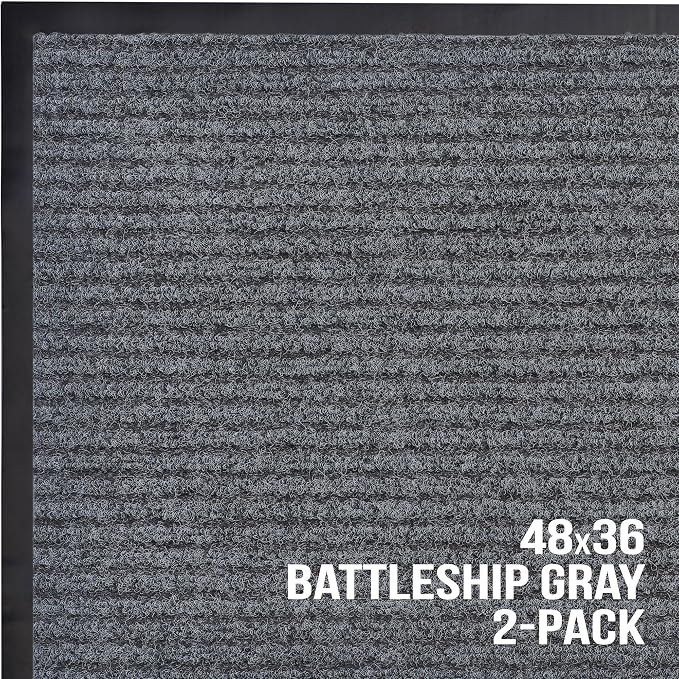 Front Door Mat, Indoor Outdoor Welcome Muddy Doormat, 48x36 Battleship Gray | - Image 7